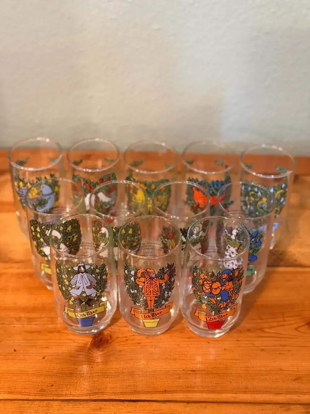 Vintage Indiana Glazz 12 Days of Christmas Tumbler Drinking Glasses OG box